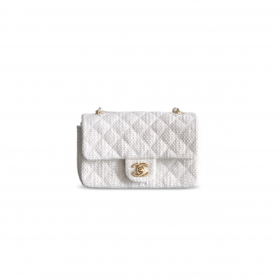 CHANEL 26C QUILTED MINI CLASSIC FLAP WOVEN BAG (20*14*8cm)